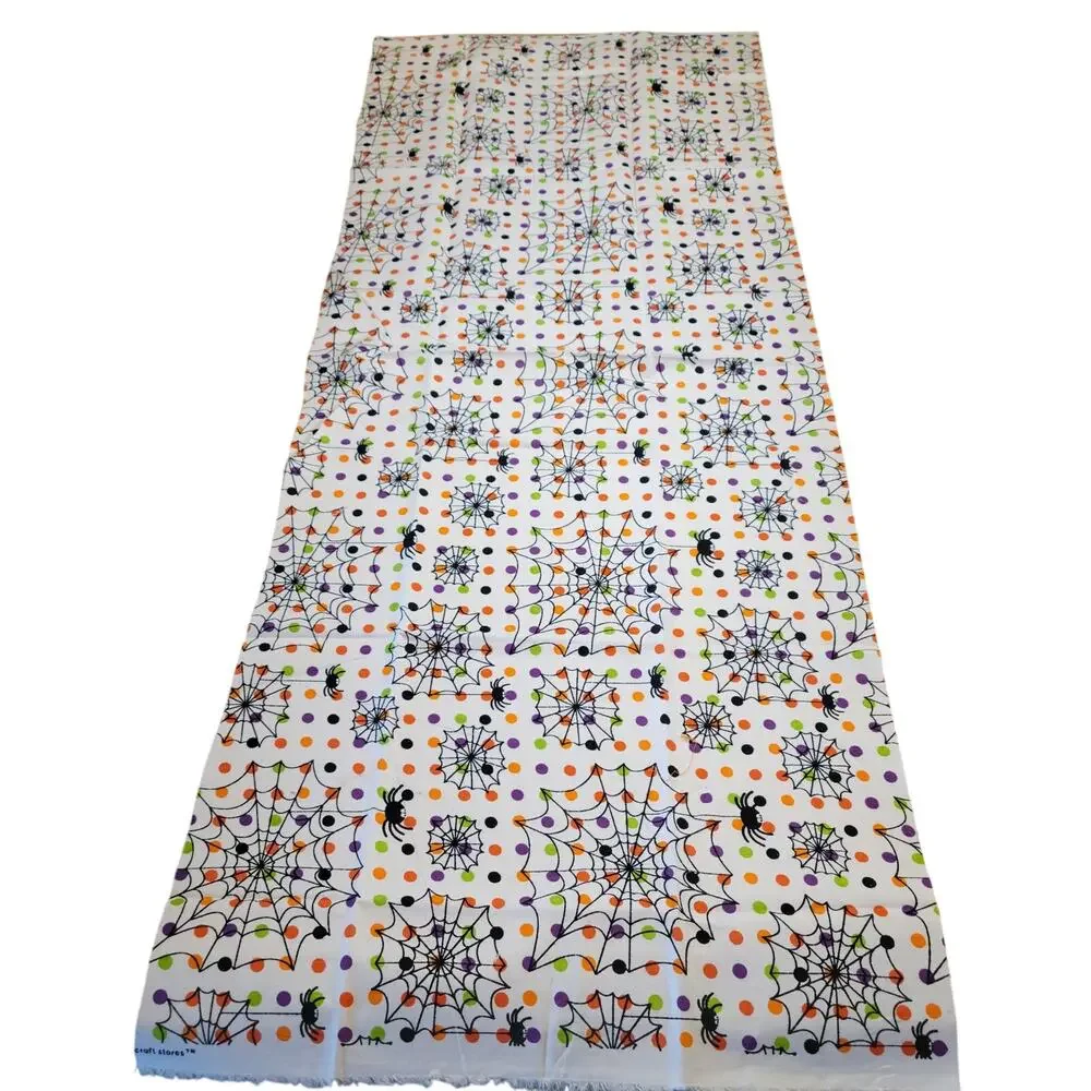 Cotton Fabric Spider Webs Dots Halloween 17x 43